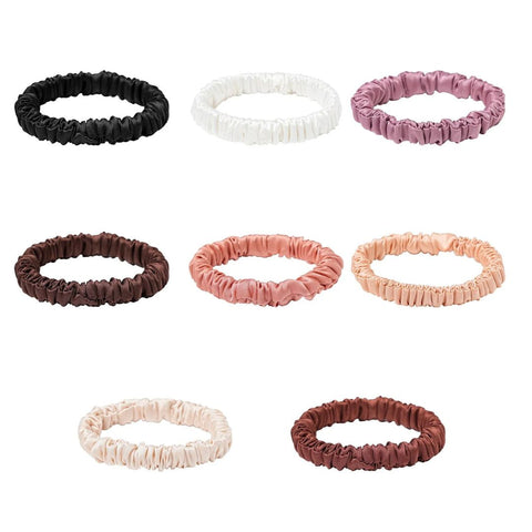 Zestaw 8 mini gumek do włosów scrunchie imitujących jedwab - Spinkarnia