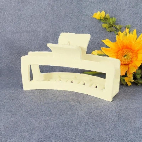 Jasnożółta klamra do włosów z tworzywa 13 x 6,5 cm - Spinkarnia