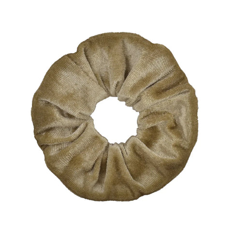 Aksamitna gumka do włosów scrunchie w odcieniach brązu - Spinkarnia