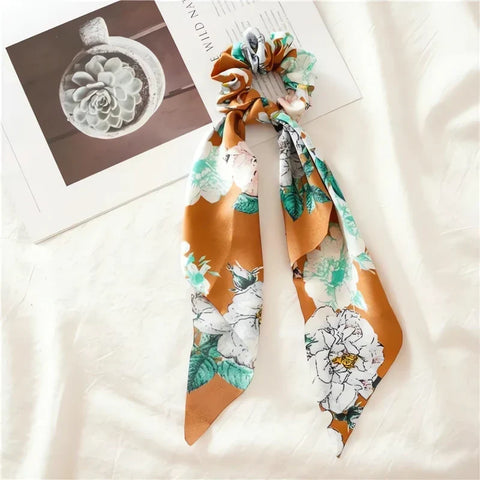Satynowa gumka scrunchie z bandaną - 5 cm - Spinkarnia