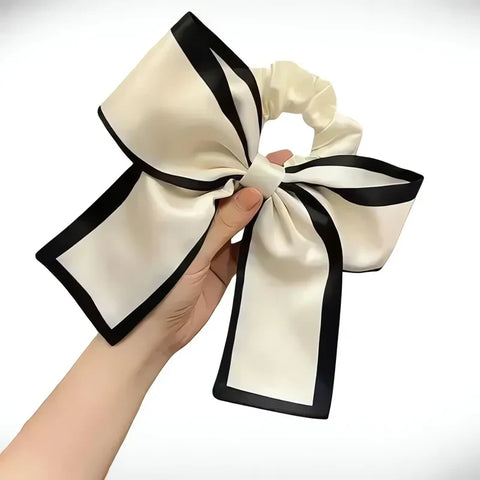 Scrunchie z kokardą do włosów - białe lub czarne - Spinkarnia