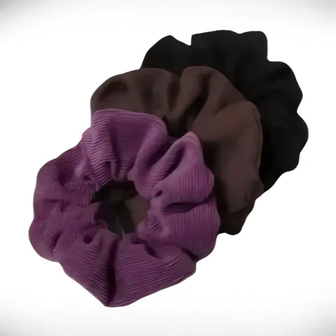 Gumka do włosów scrunchie Trio Glamour - poliester, 12 cm - Spinkarnia