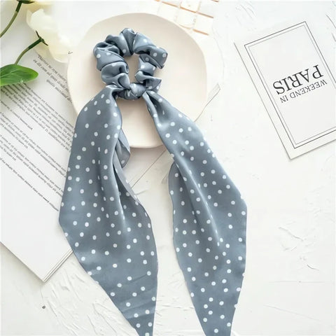 Gumka scrunchie do włosów z apaszką, satynowa, 5 cm - Spinkarnia