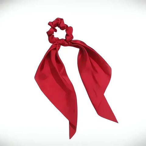 Czerwona gumka do włosów scrunchie z apaszką - Spinkarnia
