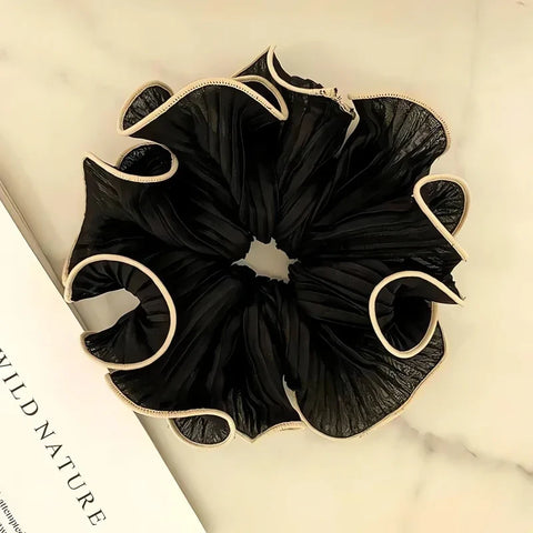 Scrunchie do włosów z falbanką - różowy, czarny lub czarno-biały - Spinkarnia