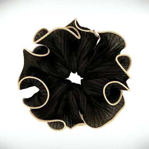 Scrunchie do włosów z falbanką - różowy, czarny lub czarno-biały - Spinkarnia
