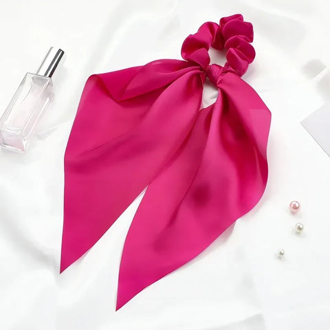 Gumka do włosów scrunchie z wstążką - kwiatowy wzór - Spinkarnia