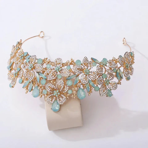 Diadem ślubny do włosów w kwiaty, 15,5 cm - Spinkarnia