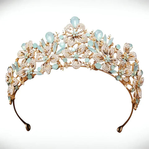 Diadem ślubny do włosów w kwiaty, 15,5 cm - Spinkarnia