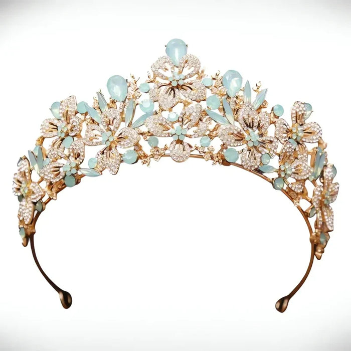Diadem ślubny do włosów w kwiaty, 15,5 cm - Spinkarnia