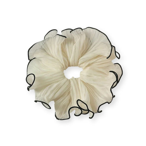 Duża gumka do włosów scrunchie z muślinowymi wstążkami - Spinkarnia