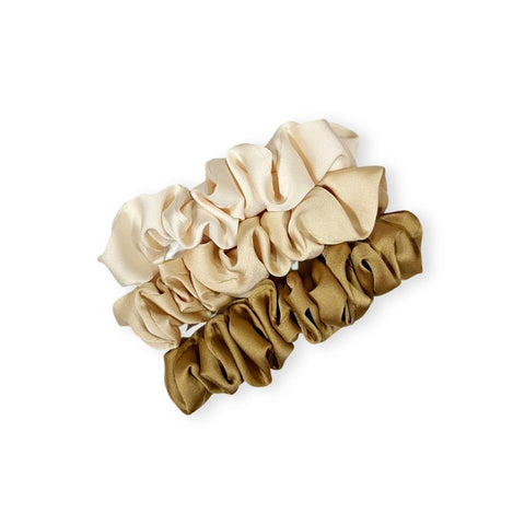 Mini gumka do włosów scrunchie z jedwabnej satyny, 3 szt. - Spinkarnia