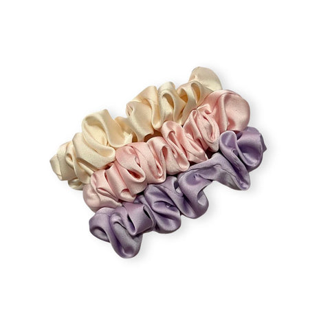 Mini gumka do włosów scrunchie z jedwabnej satyny, 3 szt. - Spinkarnia
