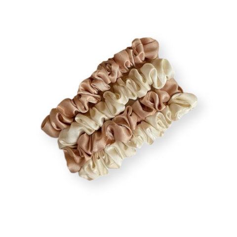 Zestaw 4 mini gumek scrunchie z satyny jedwabnej - Spinkarnia