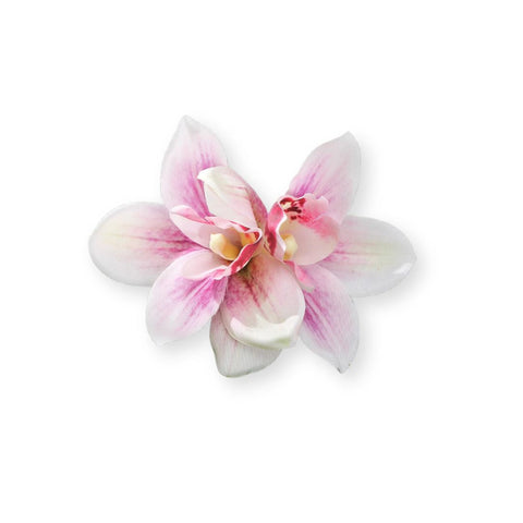 Spinka do włosów z tkaninowymi kwiatami orchidei - Spinkarnia