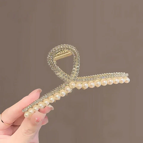 Klamra do włosów krab z perłą i cyrkoniami 11,4 cm - Spinkarnia