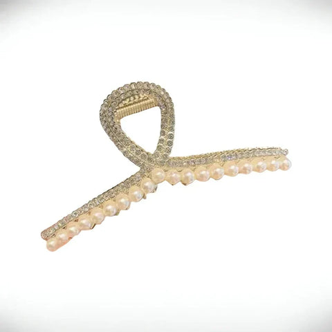 Klamra do włosów krab z perłą i cyrkoniami 11,4 cm - Spinkarnia