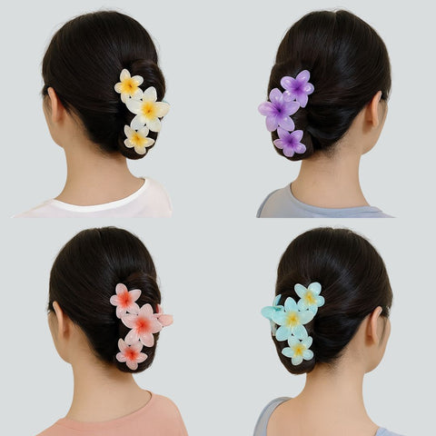 Klamra do włosów z trzema kwiatami frangipani - Spinkarnia
